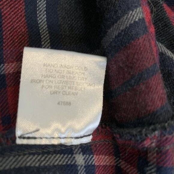 Romeo + Juliet Couture long sleeve plaid Ruffle top red gray sz M - Picture 9 of 12